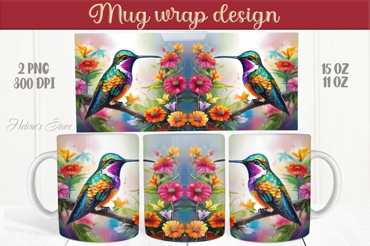 Cute Hummingbird mug wraps sublimation designs |Humming bird