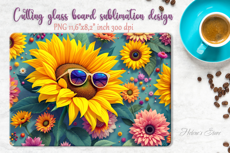 Sunflowers cutting board sublimation png | Summer floral