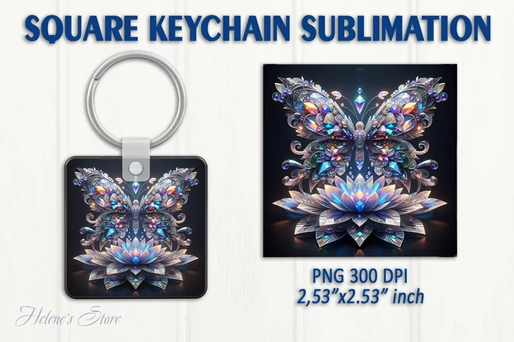 3d Crystal butterfly keychain sublimation | Square keychain