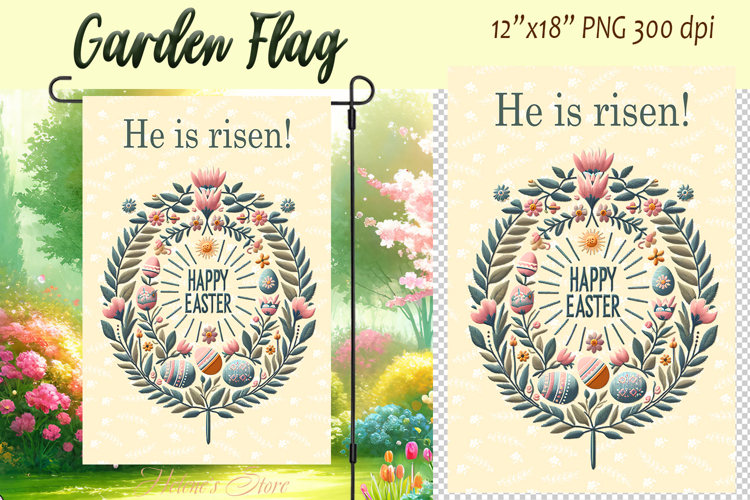 Easter Garden Flag Sublimation |Religious sublimation design