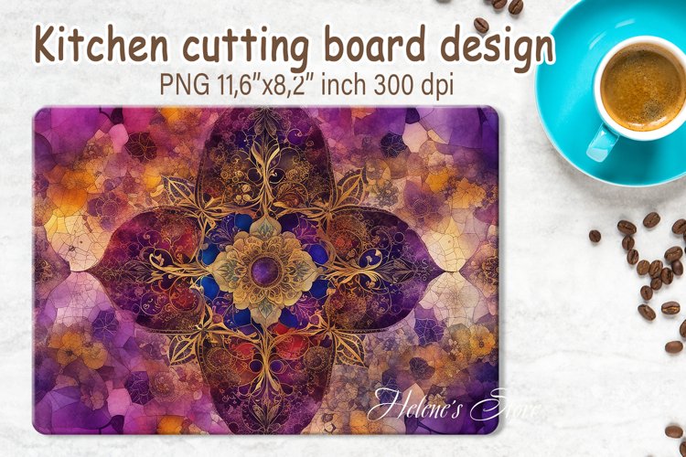 Watercolor flowers pattern design cutting board sublimation