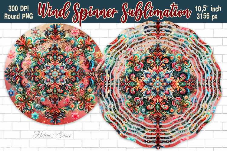 Christmas Snowflake Wind Spinner wrap sublimation design png