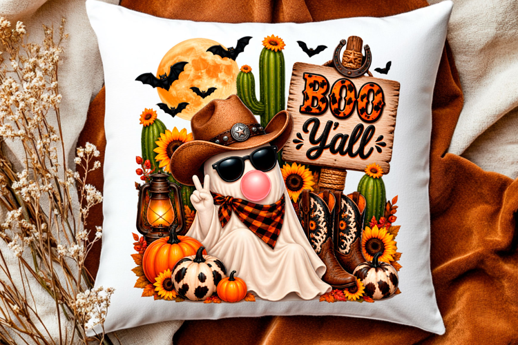 Cute cowboy ghost boo yall Halloween pumpkin design