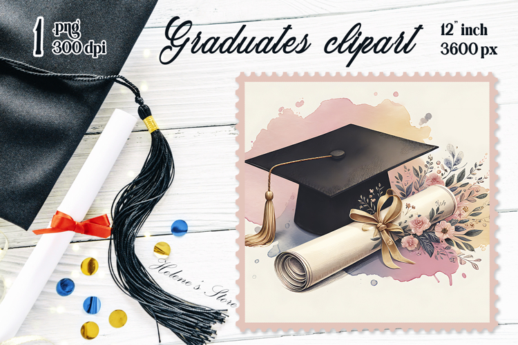 Graduate sublimation png | Graduating vintage postage stamp
