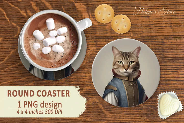 Historical costume cats Round Coaster |cat in medieval