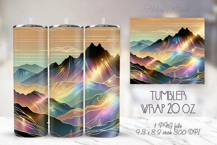 Rainbow Mountains straight skinny tumbler 20oz wrap png