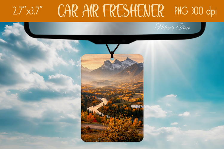 Autumn Mountains Air Freshener Car sublimation design png