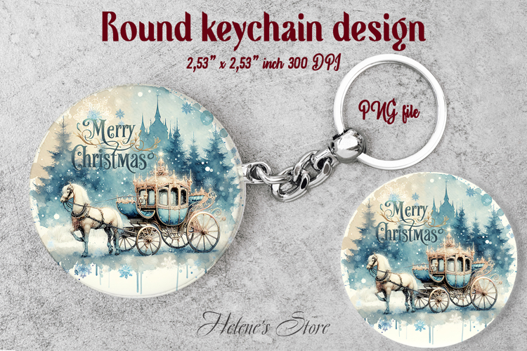 Christmas round keychain design png| Magic horse Car coaster