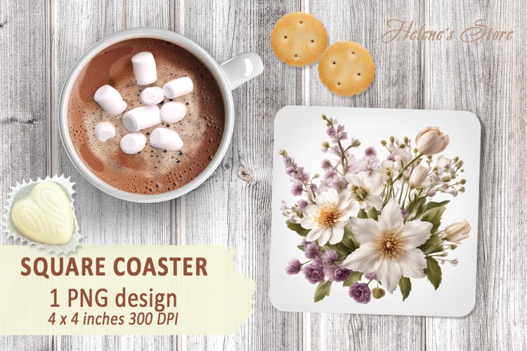 Florals bouquet square coasters |Coaster square sublimation