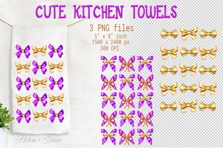 Cute coquette bows sublimation kitchen tea towel 3D design