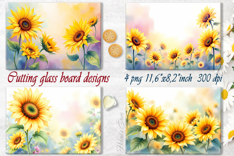 Sunflowers field designs | Floral cutting board sublimation