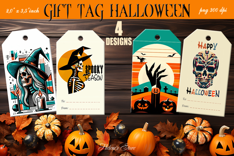 Halloween gift tags printable designs | Stylish chic witch