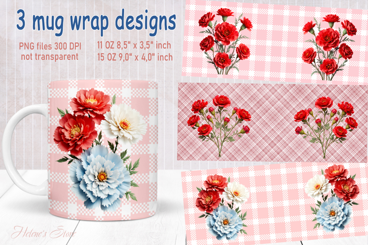 Vintage summer flowers design mug wrap 15 oz 11 oz png