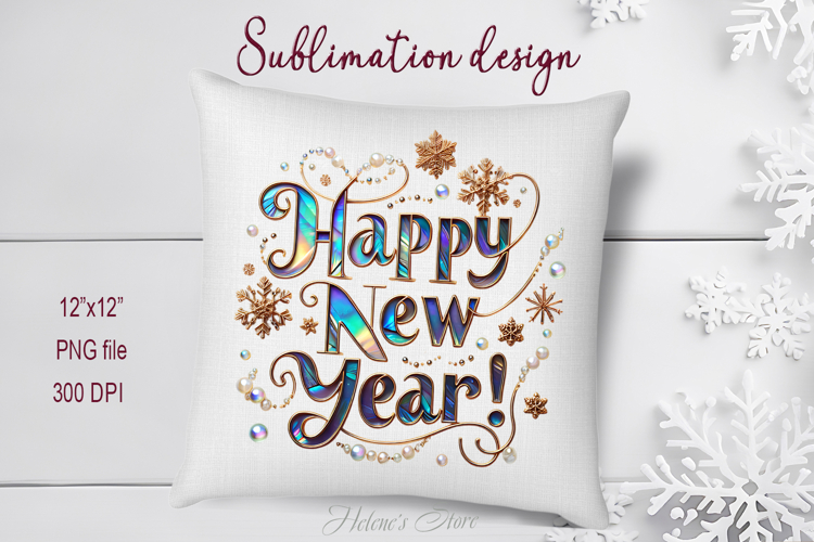 Bright Happy New Year quote sublimation design clipart png