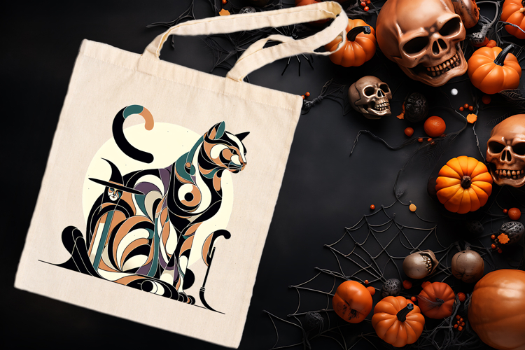 Cute Halloween black cat clipart |Abstract shirt designs png