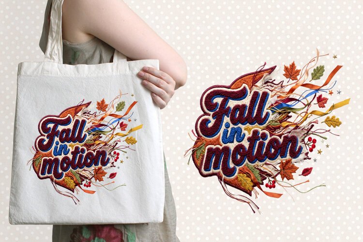 Fall Chenille Embroidered Patch Puffy sublimation design PNG example image 1