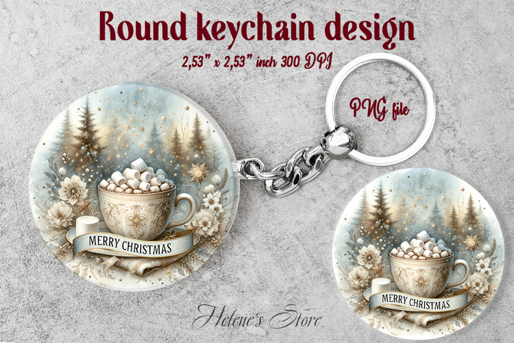 Christmas round keychain design|Christmas candle Car coaster