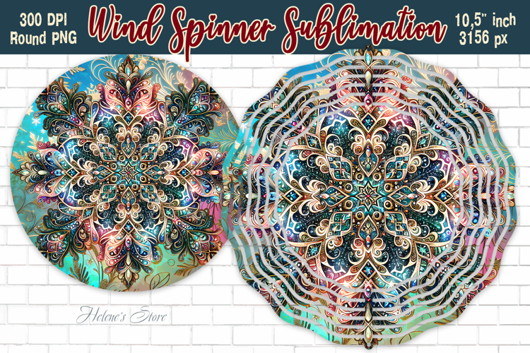 Christmas Snowflake Wind Spinner wrap sublimation design png