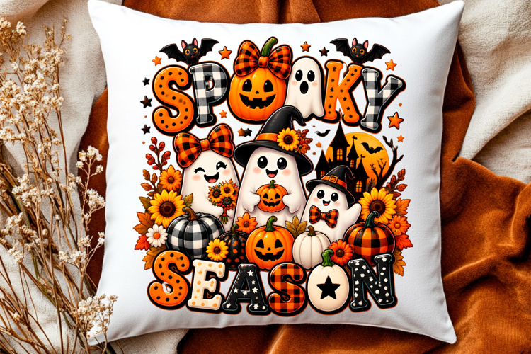 Cute spooky season ghost pumpkin Halloween design