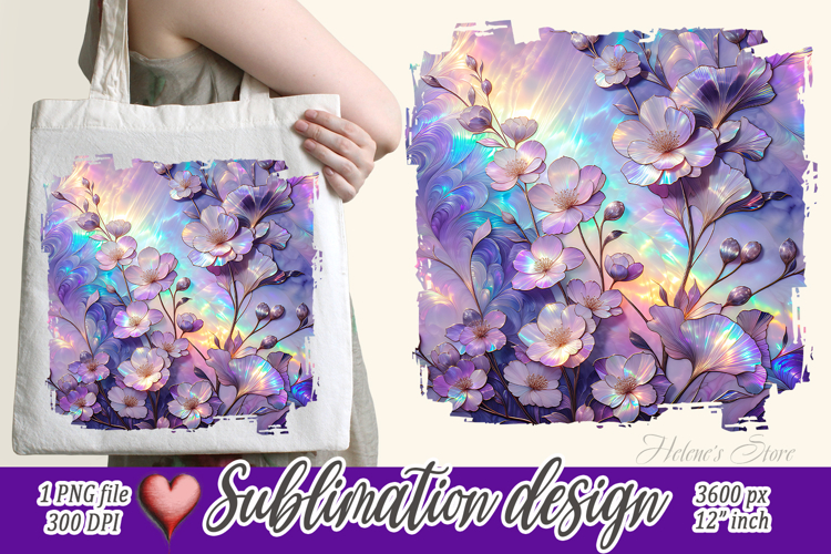 3d Bright floral border | Cute purple sublimation design png