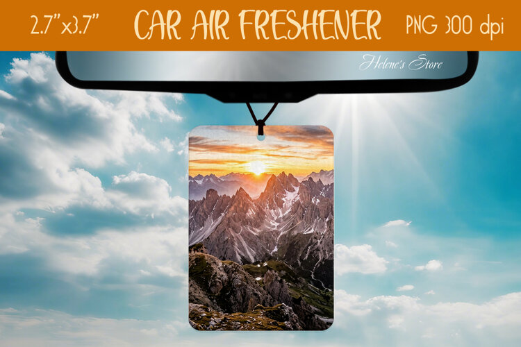Mountains Sunset Air Freshener Car sublimation design png example image 1