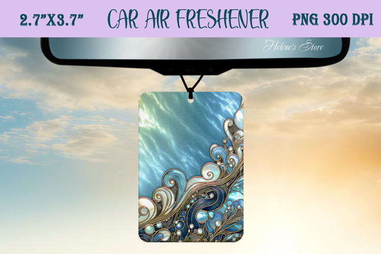 Blue & gold iridescent ocean Air Freshener Car sublimating