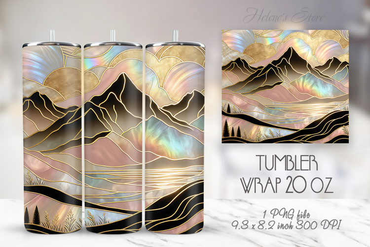 Iridescent Mountains straight skinny tumbler 20oz wrap png