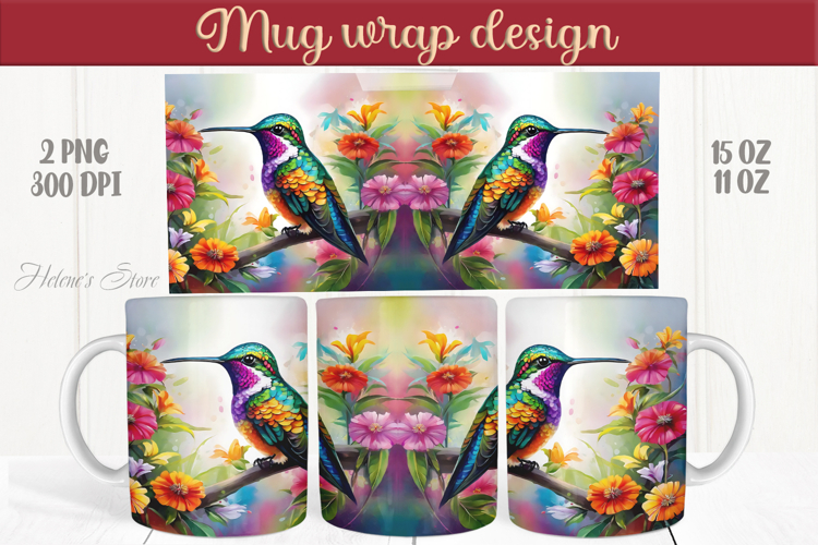 Cute Hummingbird mug wraps sublimation designs |Humming bird