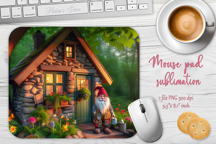 Summer forest gnomes mouse pad sublimation design png