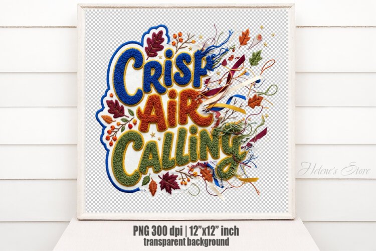 Autumn Chenille Embroidered Patch Puffy design PNG example image 1