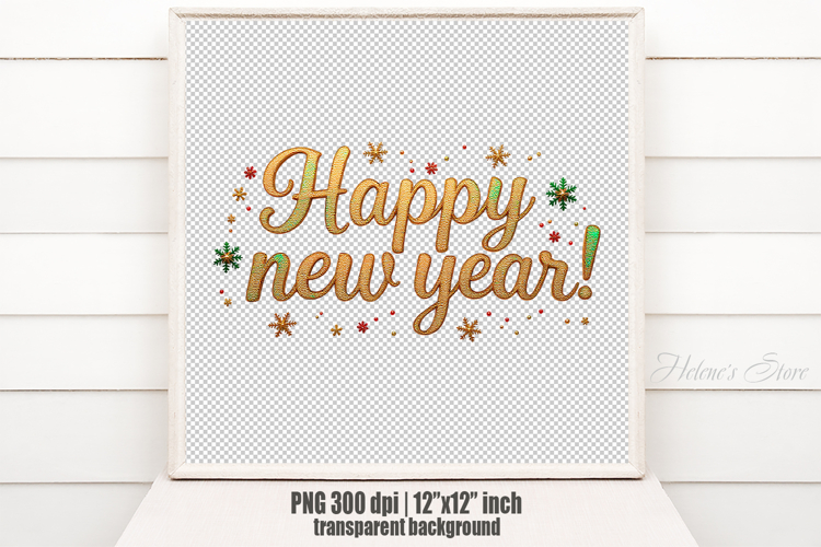 Bright Happy New Year quote sublimation design clipart png