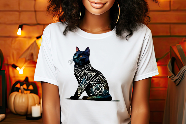 Cute Halloween black cat clipart |Abstract shirt designs png