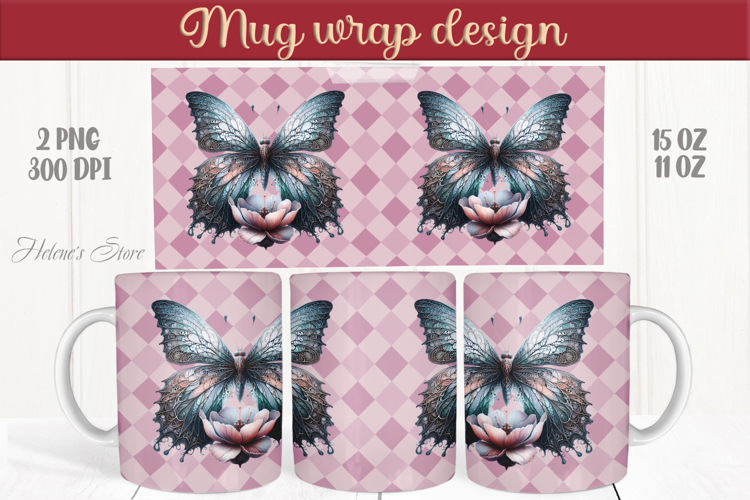 Cute butterfly mug wrap sublimation 15oz 11oz | Summer vibes