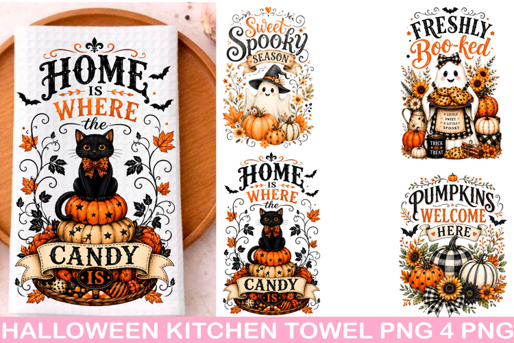 Halloween Kitchen Towel PNG, Funny Halloween PNG,