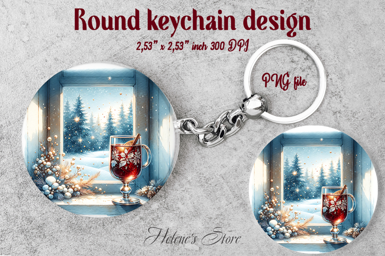 Christmas round keychain design |Christmas drink Car coaster