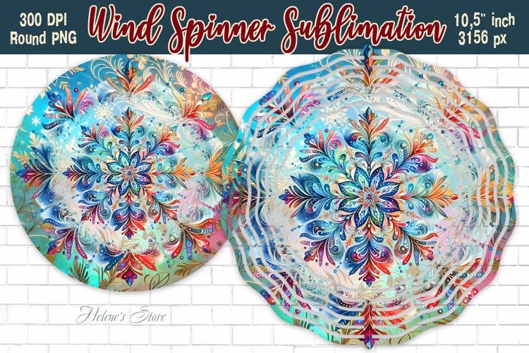 Christmas Snowflake Wind Spinner wrap sublimation design png