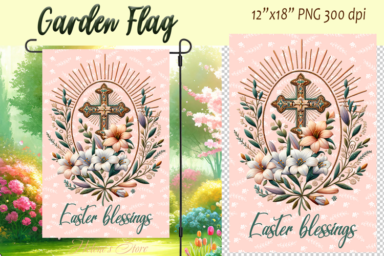 Easter Garden Flag Sublimation |Religious sublimation design
