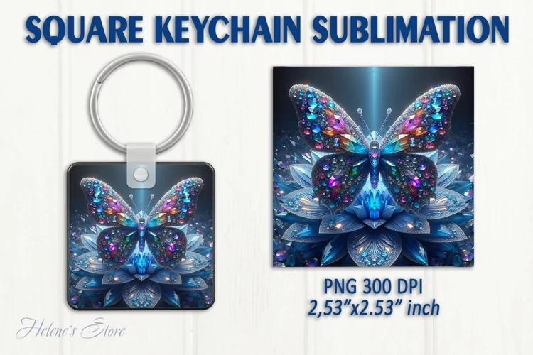 3d Crystal butterfly keychain sublimation | Square keychain