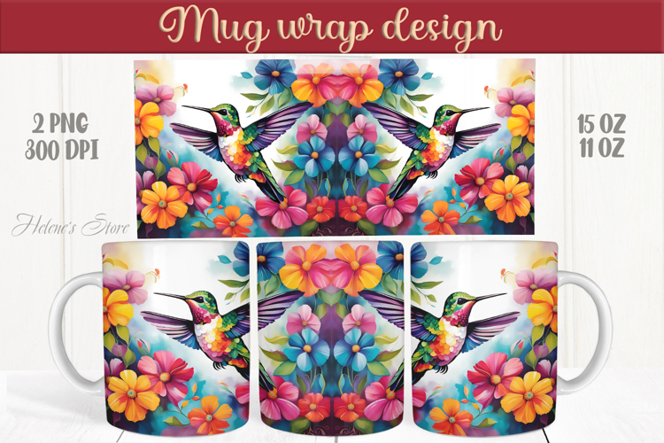 Cute Hummingbird mug wraps sublimation designs |Humming bird