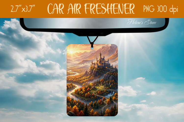 Mountains Sunset Air Freshener Car sublimation design png example image 1