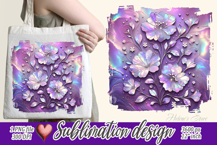 3d Bright floral border | Cute purple sublimation design png