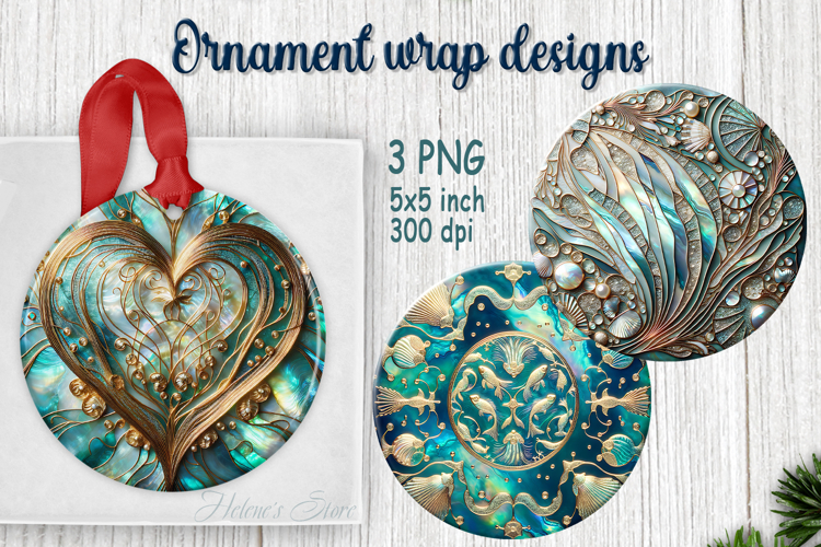 Fantasy ocean round ornament sublimation designs PNG