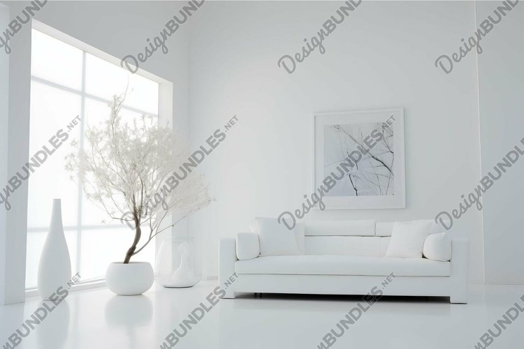 Modern minimalist living room interior with white decor example image 1