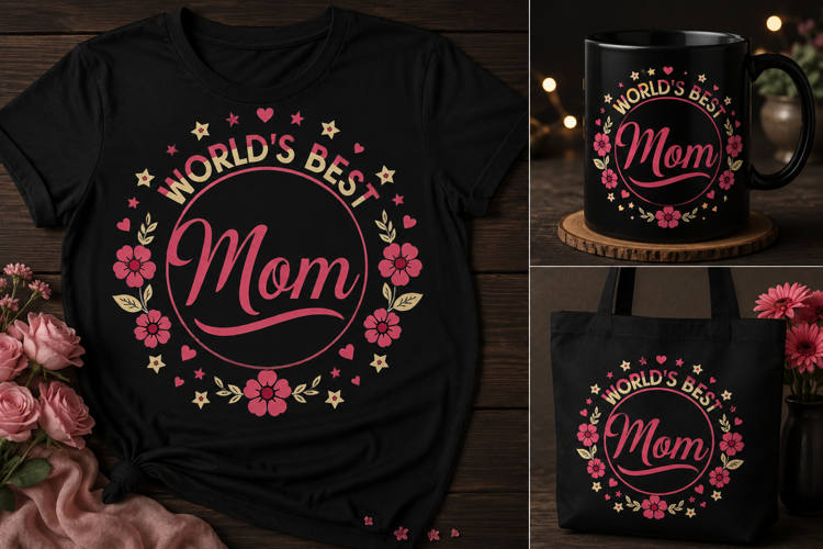 World’s Best Mom PNG | Floral Mother’s Day Shirt Design