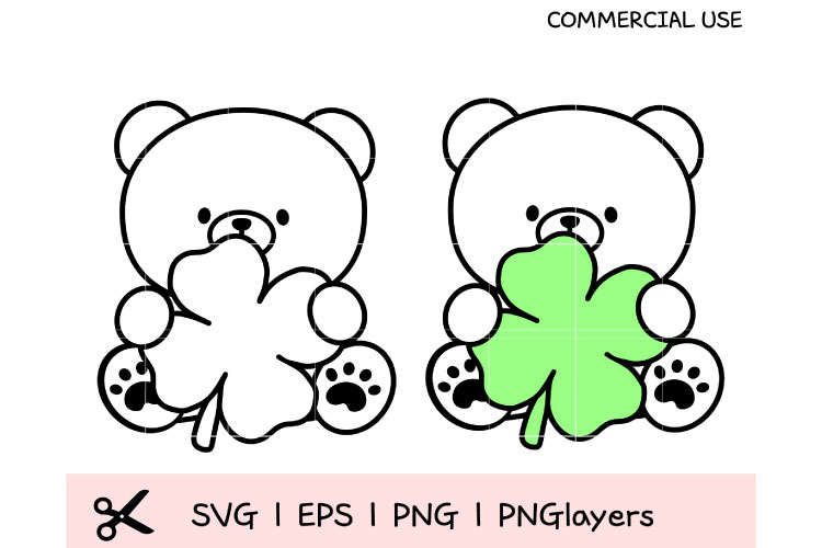 Cute Bear with Clover SVG Bundle, St. Patricks Day Lucky Fo