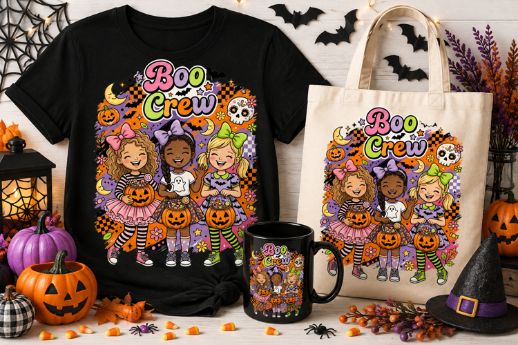 Boo Crew PNG | Cute Halloween Girls Trick or Treat Design
