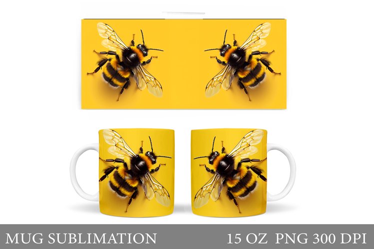 Bumblebee Mug Sublimation. Bee Mug Wrap Design