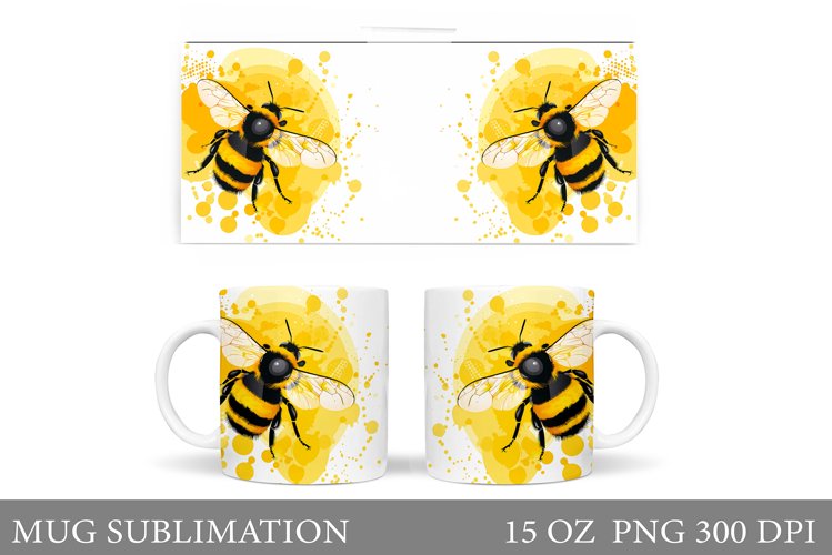 Bee Mug Sublimation. Bee Mug Wrap Design example image 1