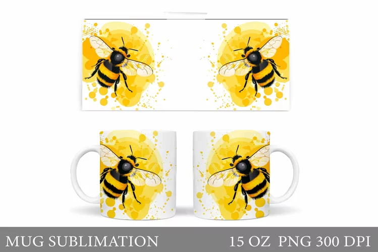 Bee Mug Sublimation. Bee Mug Wrap Design