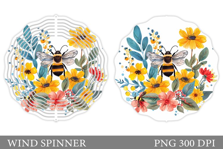 Bee Wind Spinner Sublimation. Flowers Wind Spinner Design